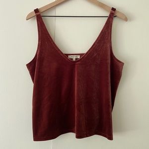 Madewell Velvet V-Neck Tank Top in Rusted Burgundy
